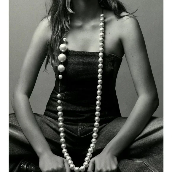 Zara NWT two tone denim medium blue dark navy blue bandeau strapless tube top - Picture 5 of 9